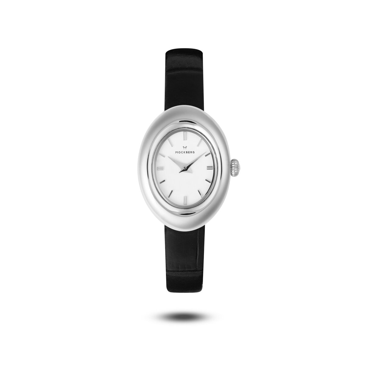 Belle Oval Leather Steel Watch