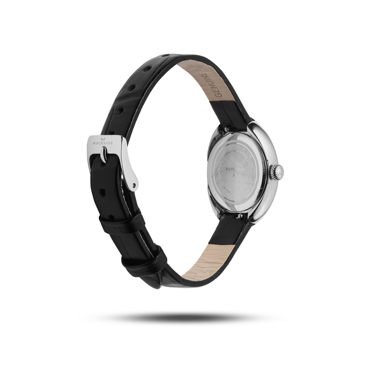 Belle Oval Leather Steel Watch