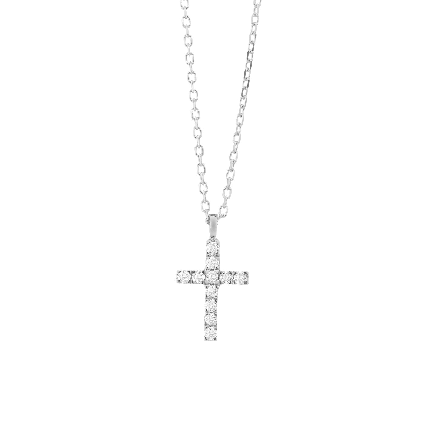 Halsband kors 18K vitguld 0,10 ct