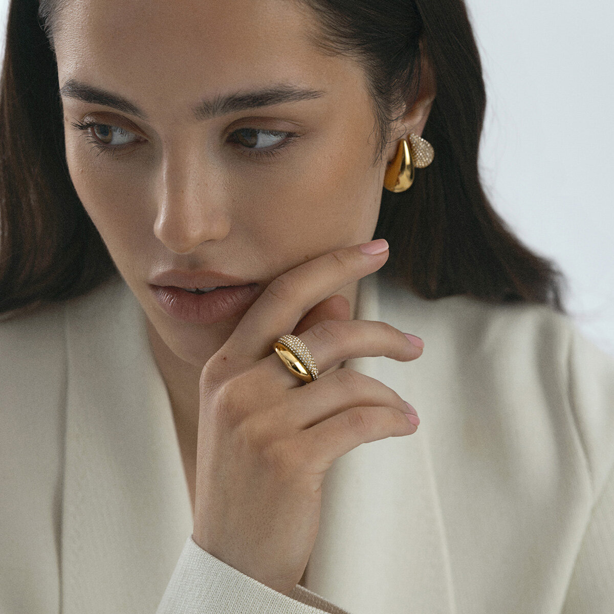 Pavé daring gold ring #56