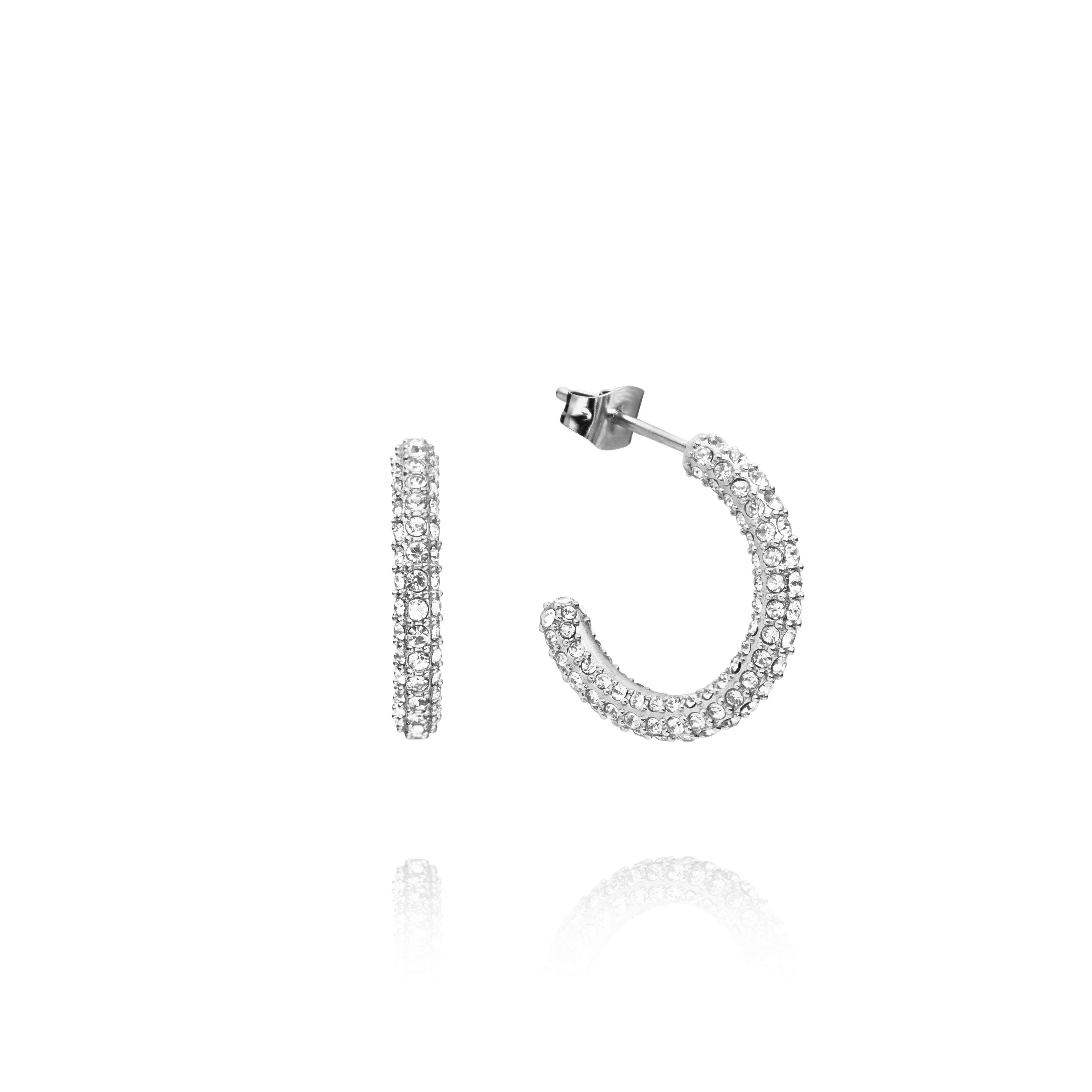 Pavé eternal large silver earrings