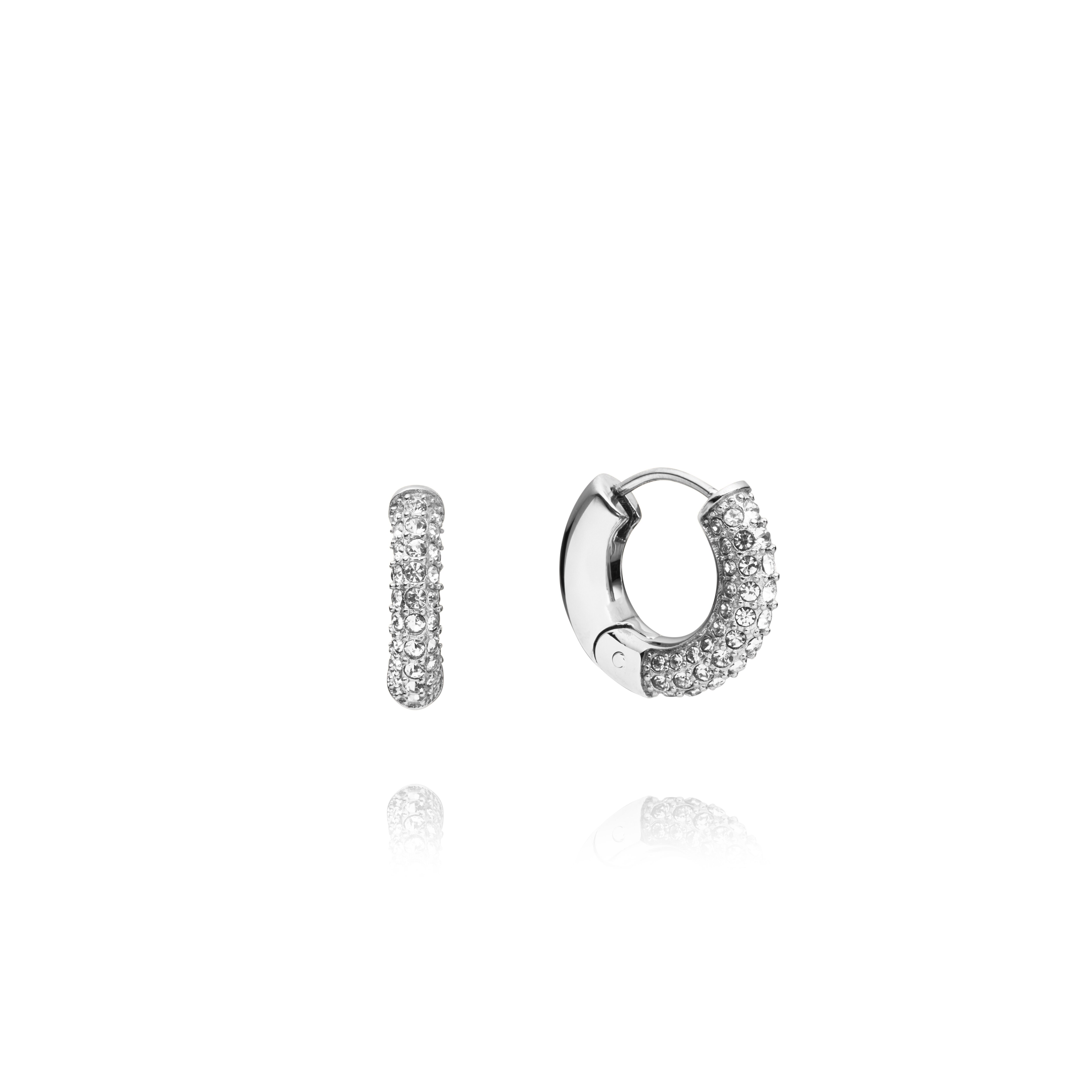 Pavé everyday medium silver hoops