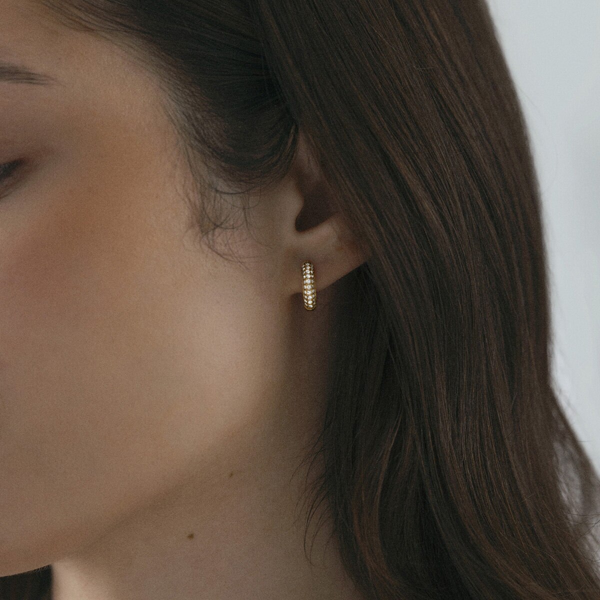 Pavé everyday small gold hoops