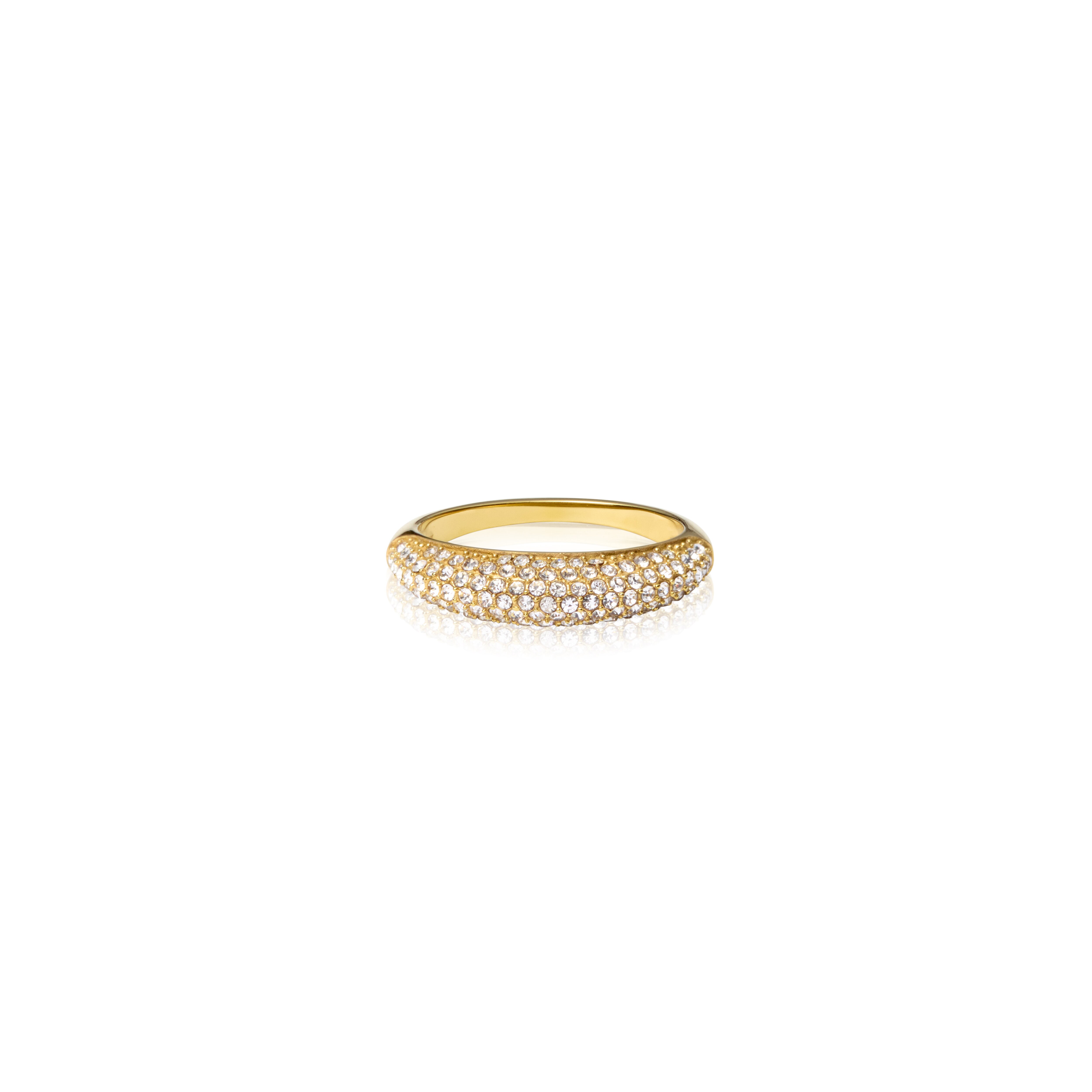 Pavé precious gold ring #56