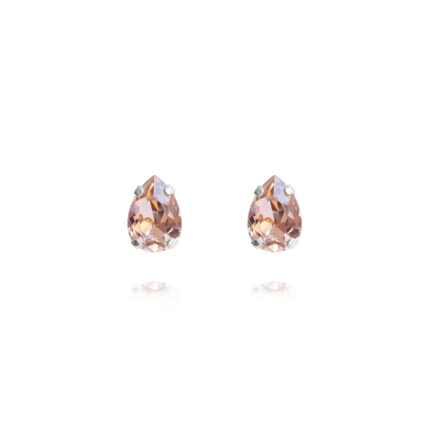 Petite Drop Stud Earrings Rhodium Vintage Rose