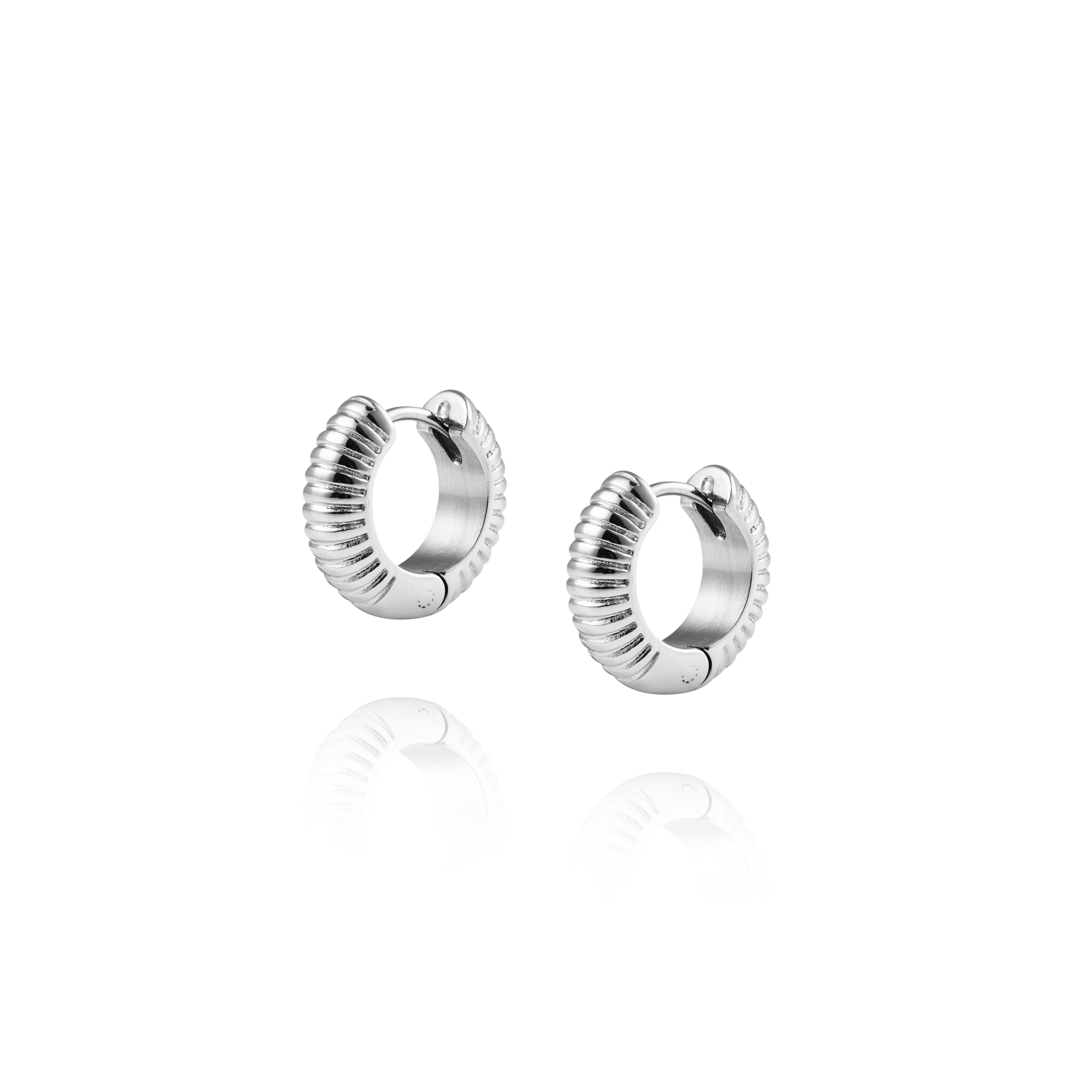 Ribbed Hoops Silver Small