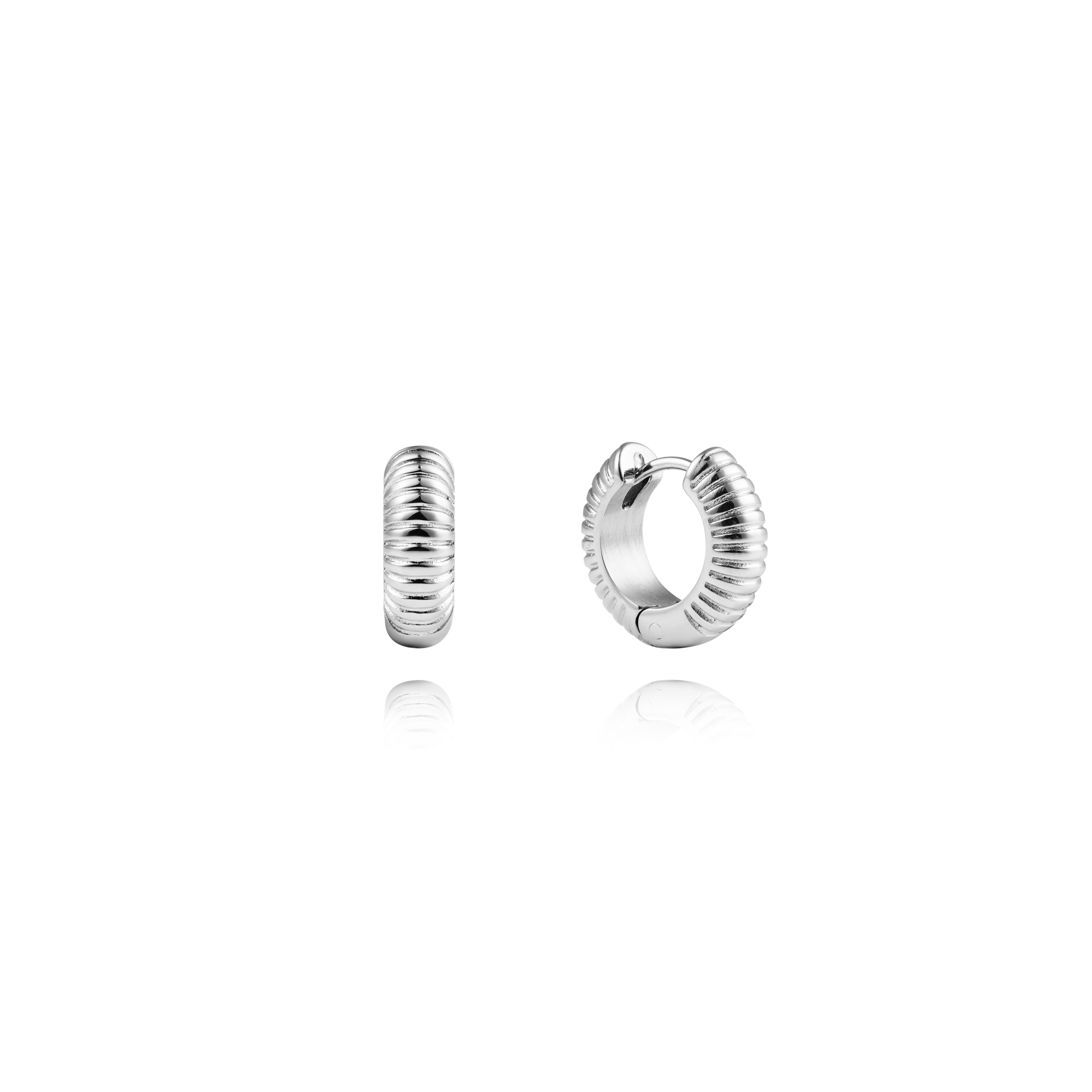 Ribbed Hoops Silver Small