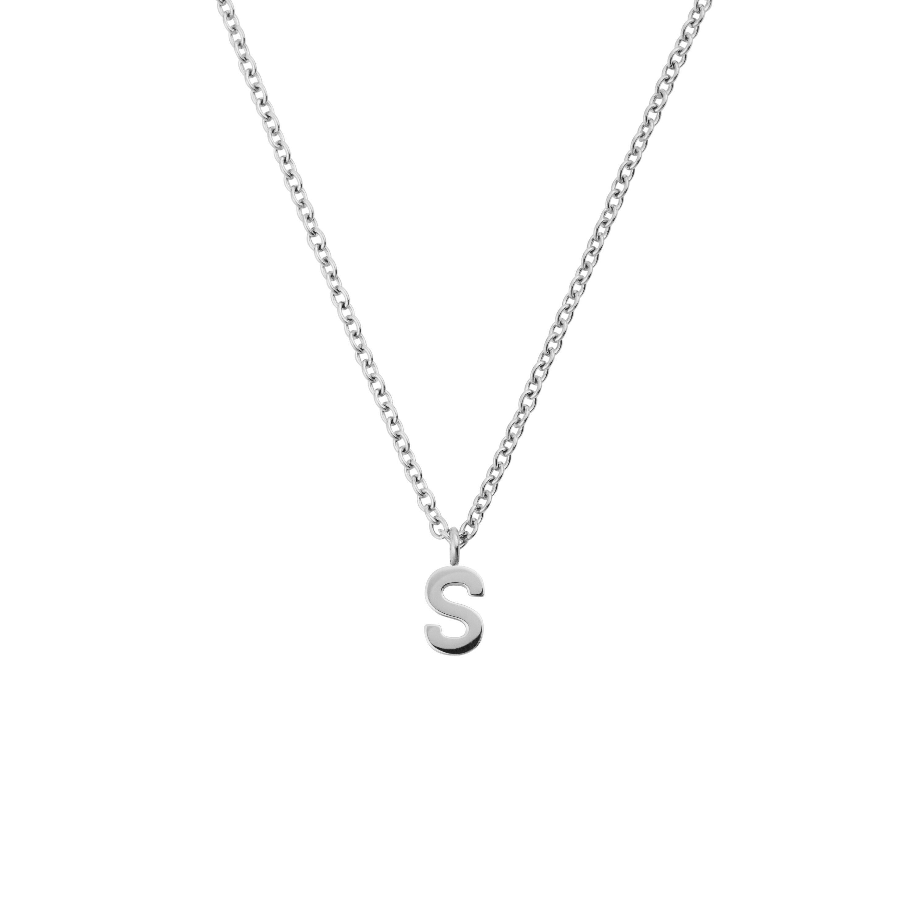 Petite Plain Letter S Steel Necklace