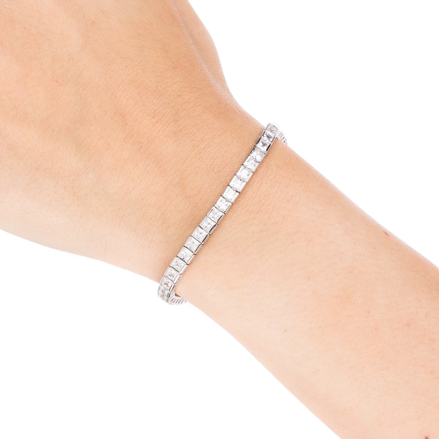 Platinum square zirconia bracelet