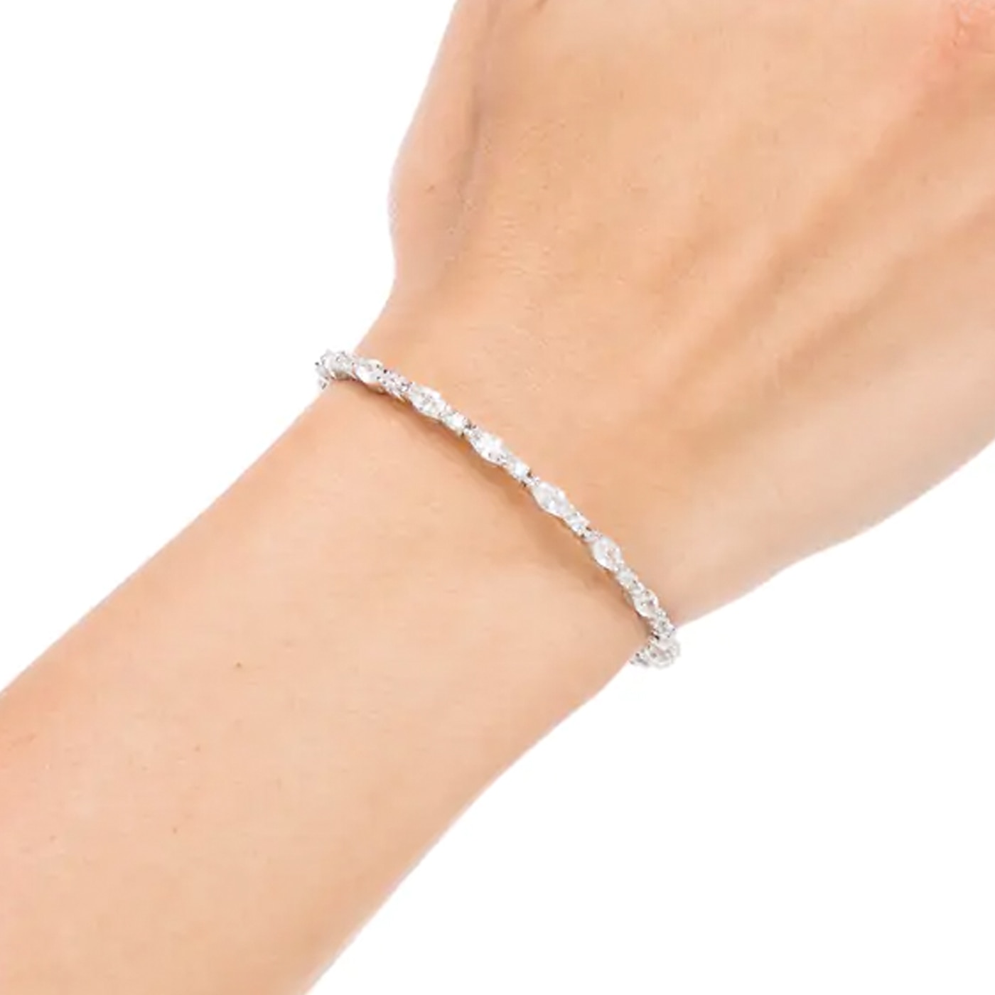 Platinum oval zirconia bracelet