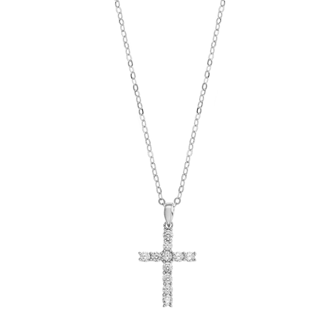 Silver cross zirkonia necklace