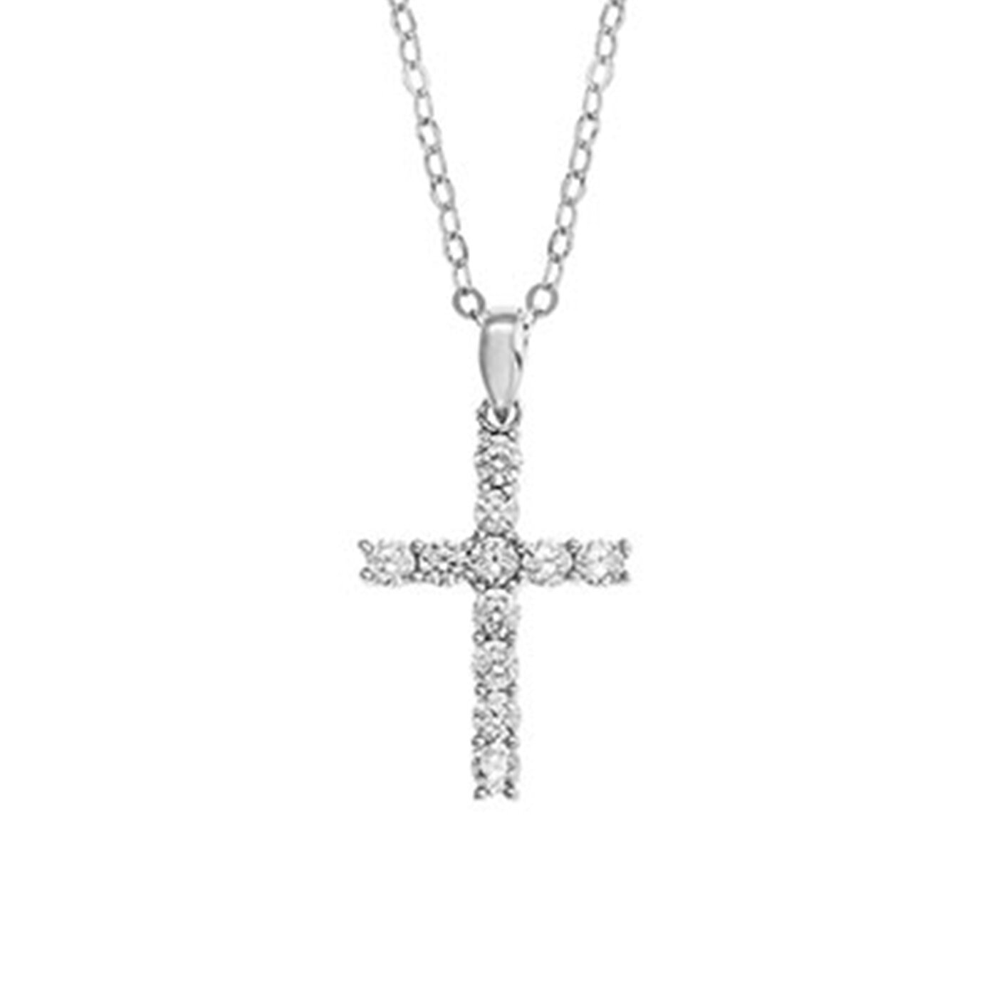 Silver cross zirkonia necklace