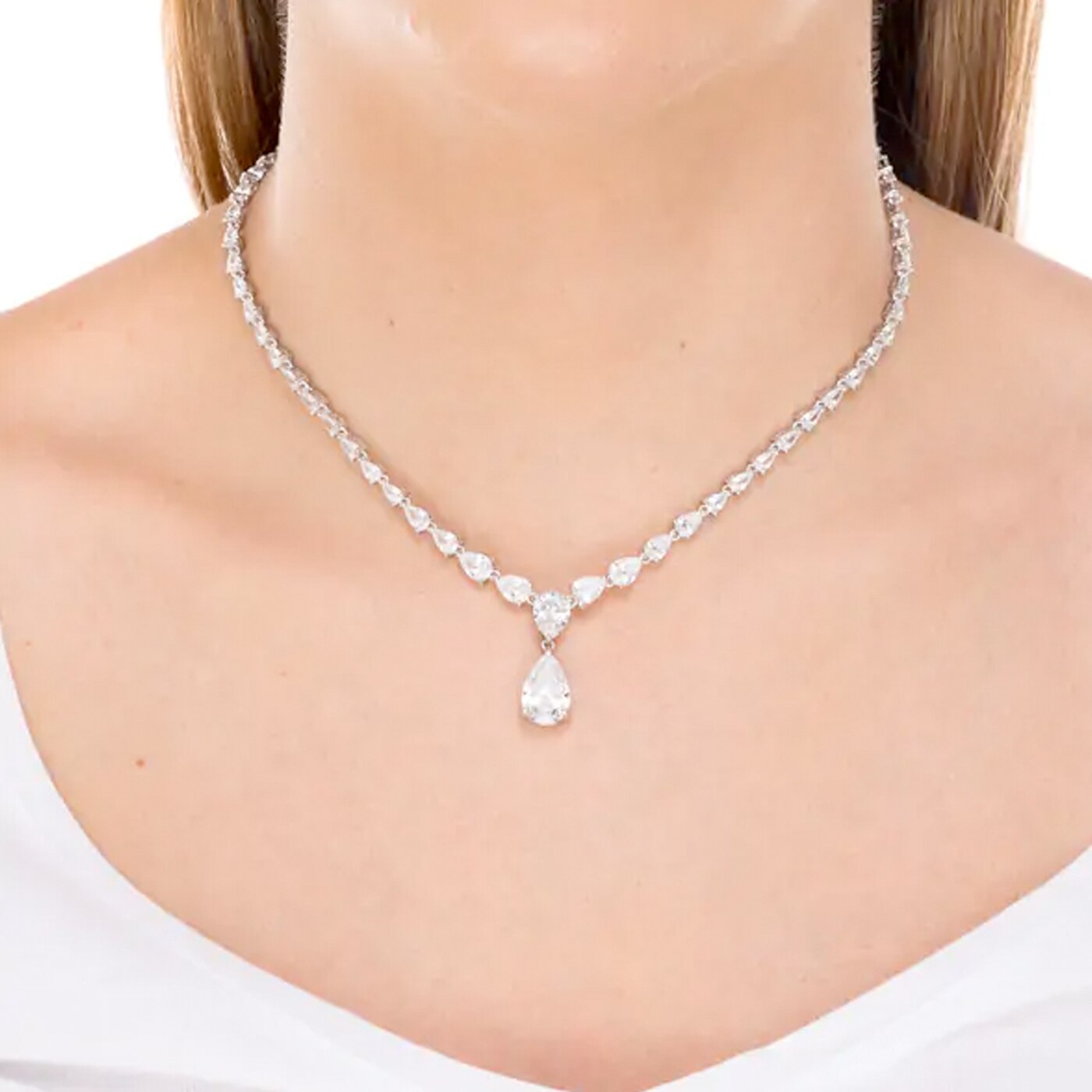 Platinum Zirconia Teardrop pendant