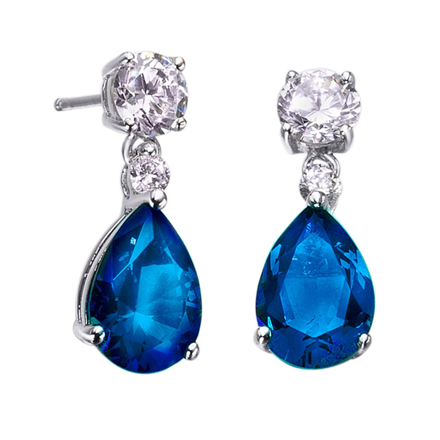 Zircons earrings blue