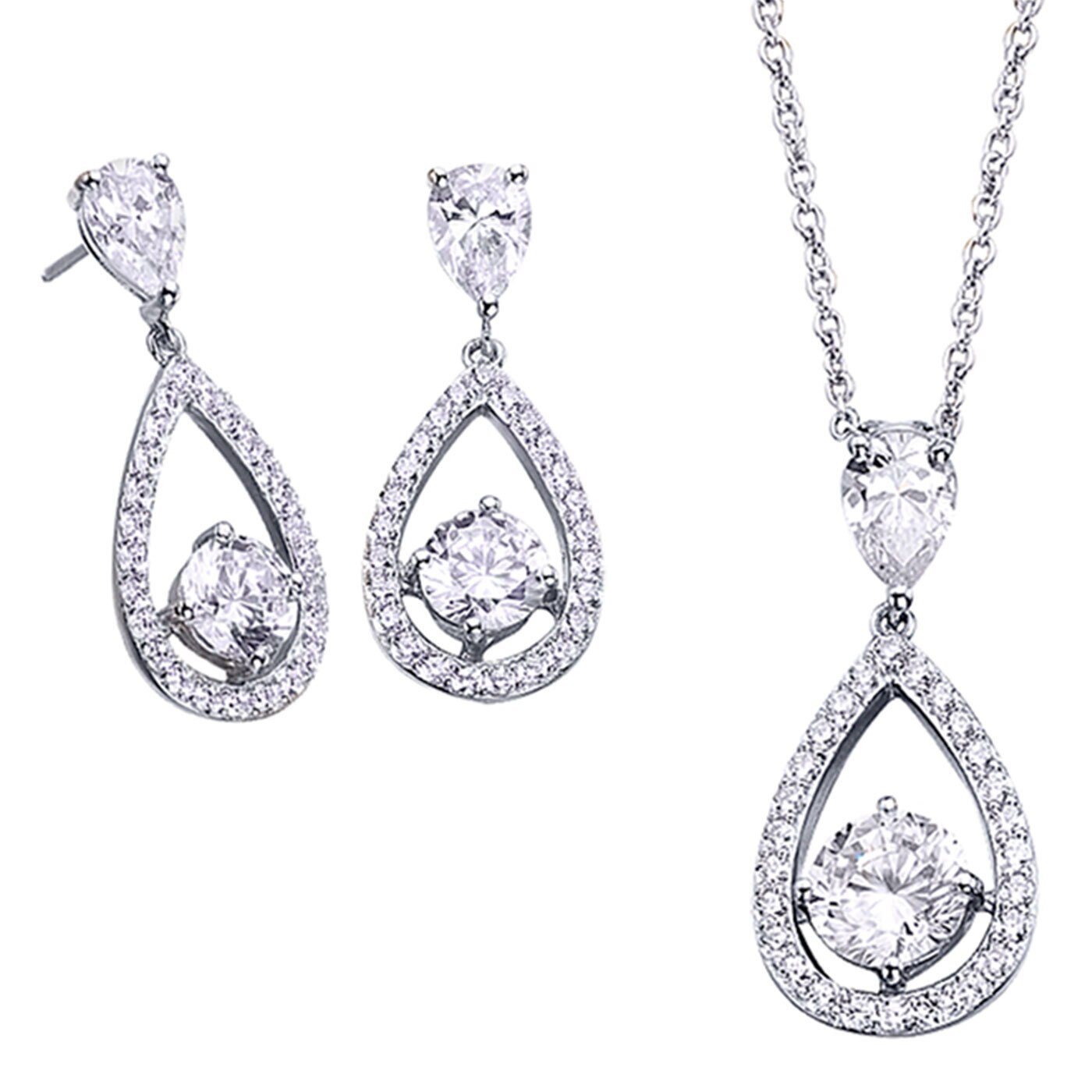 Zircons necklace and earrings set
