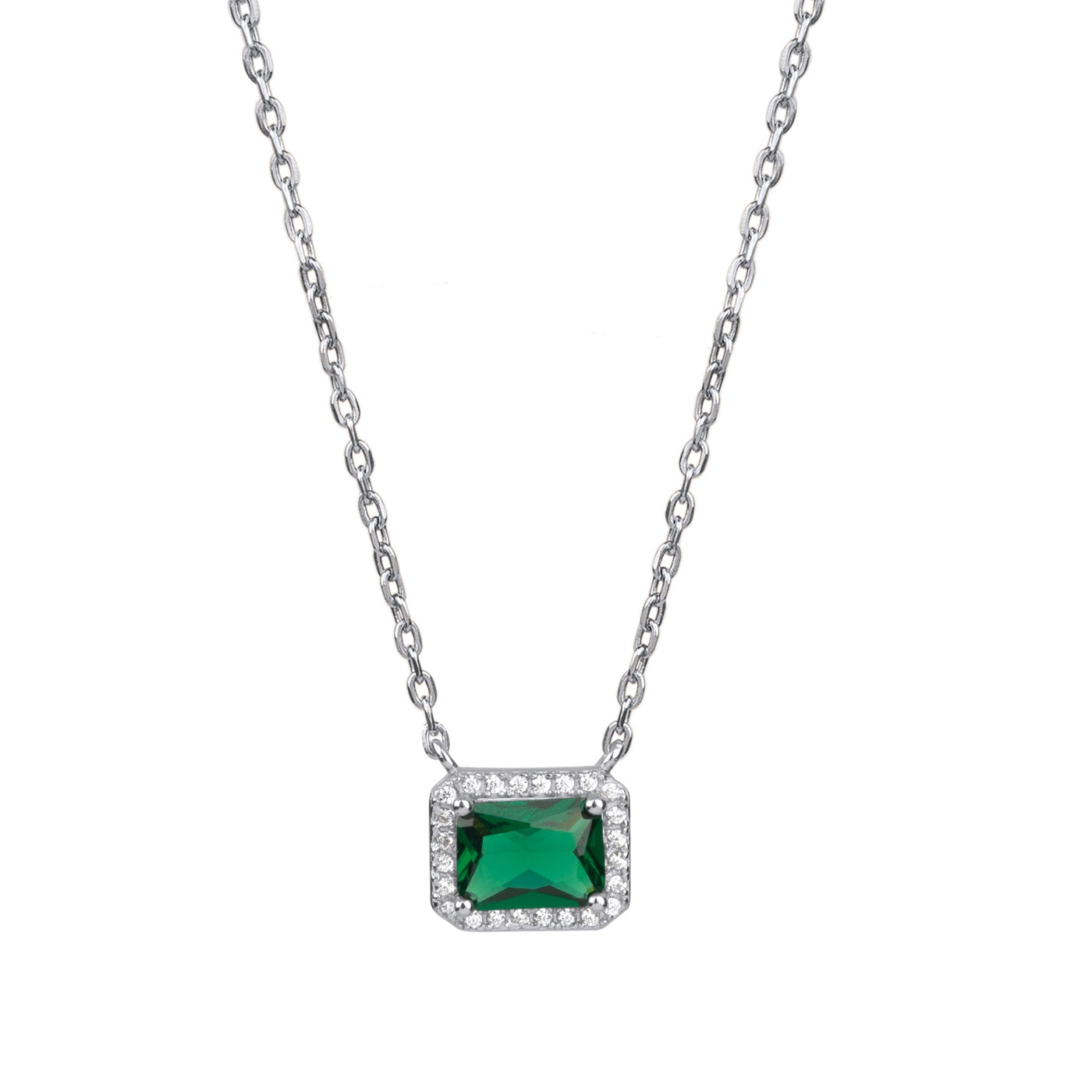 Zirkons necklace silver Green