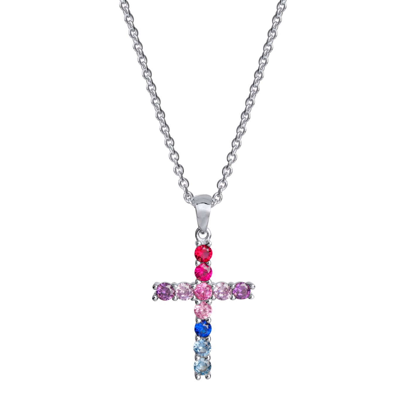 Zirkons necklace multicolor cross