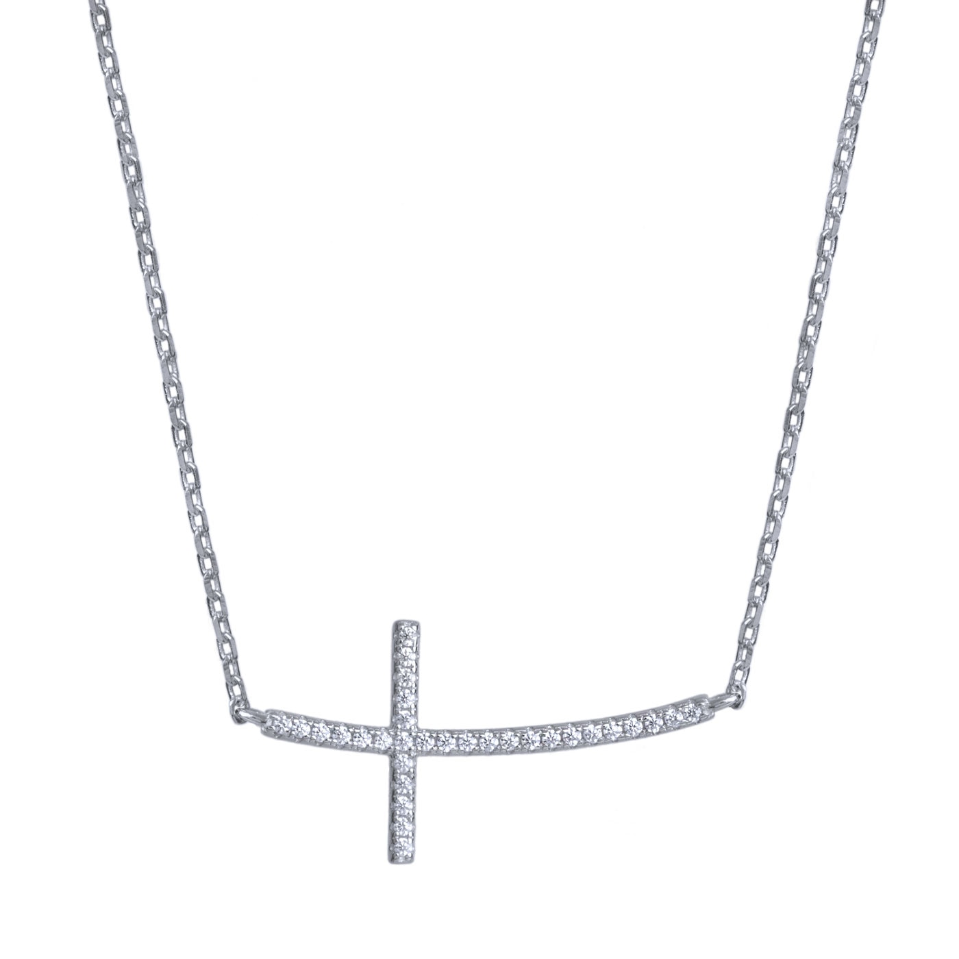 Zirkons necklace Cross silver