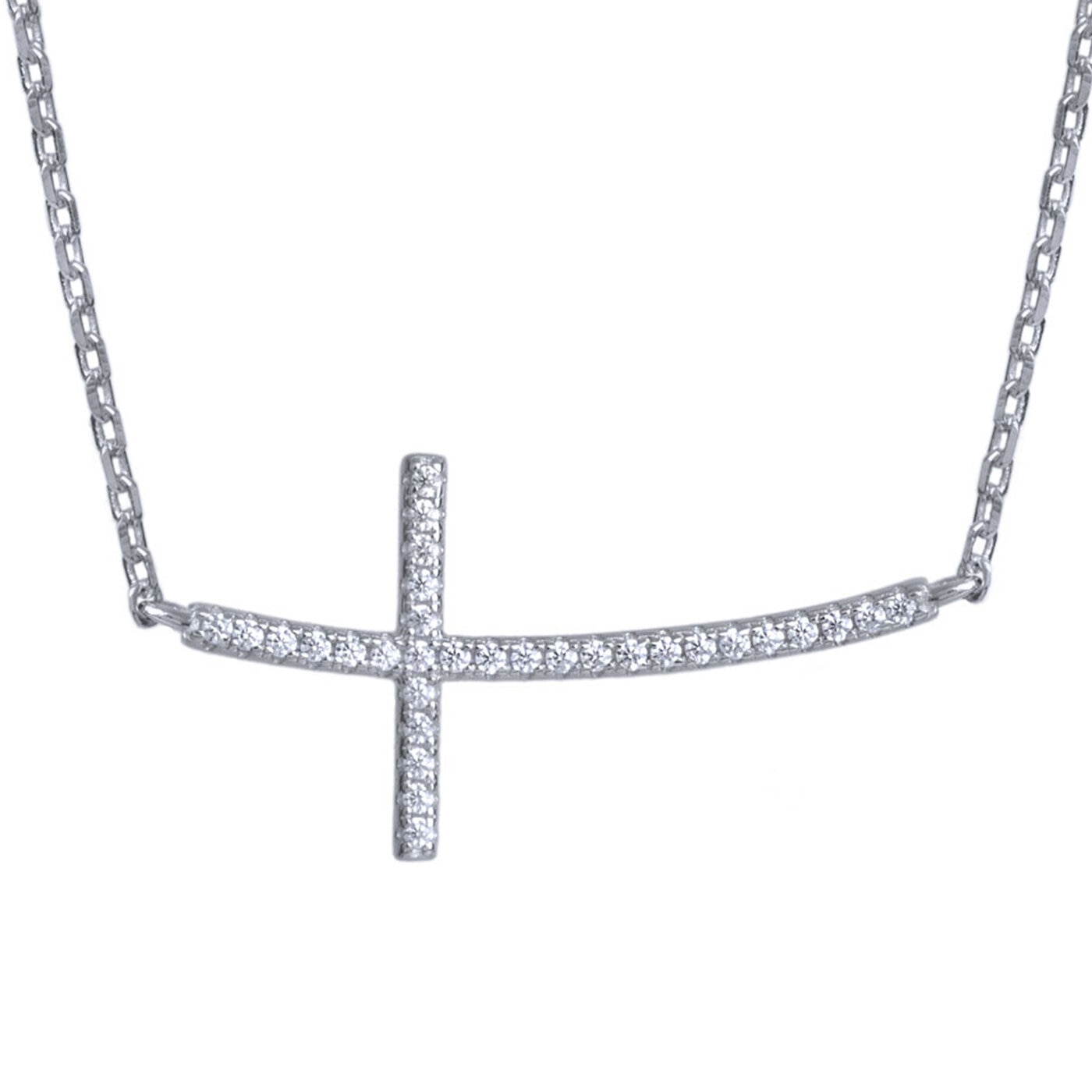 Zirkons necklace Cross silver