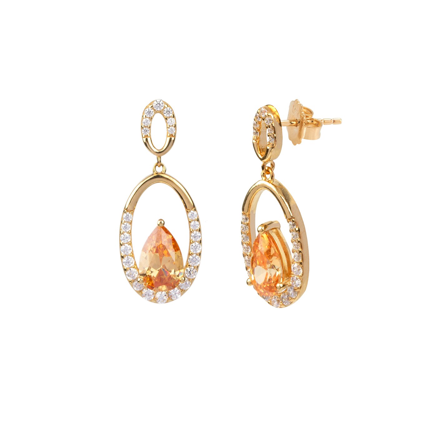 Zircons earrings champagne