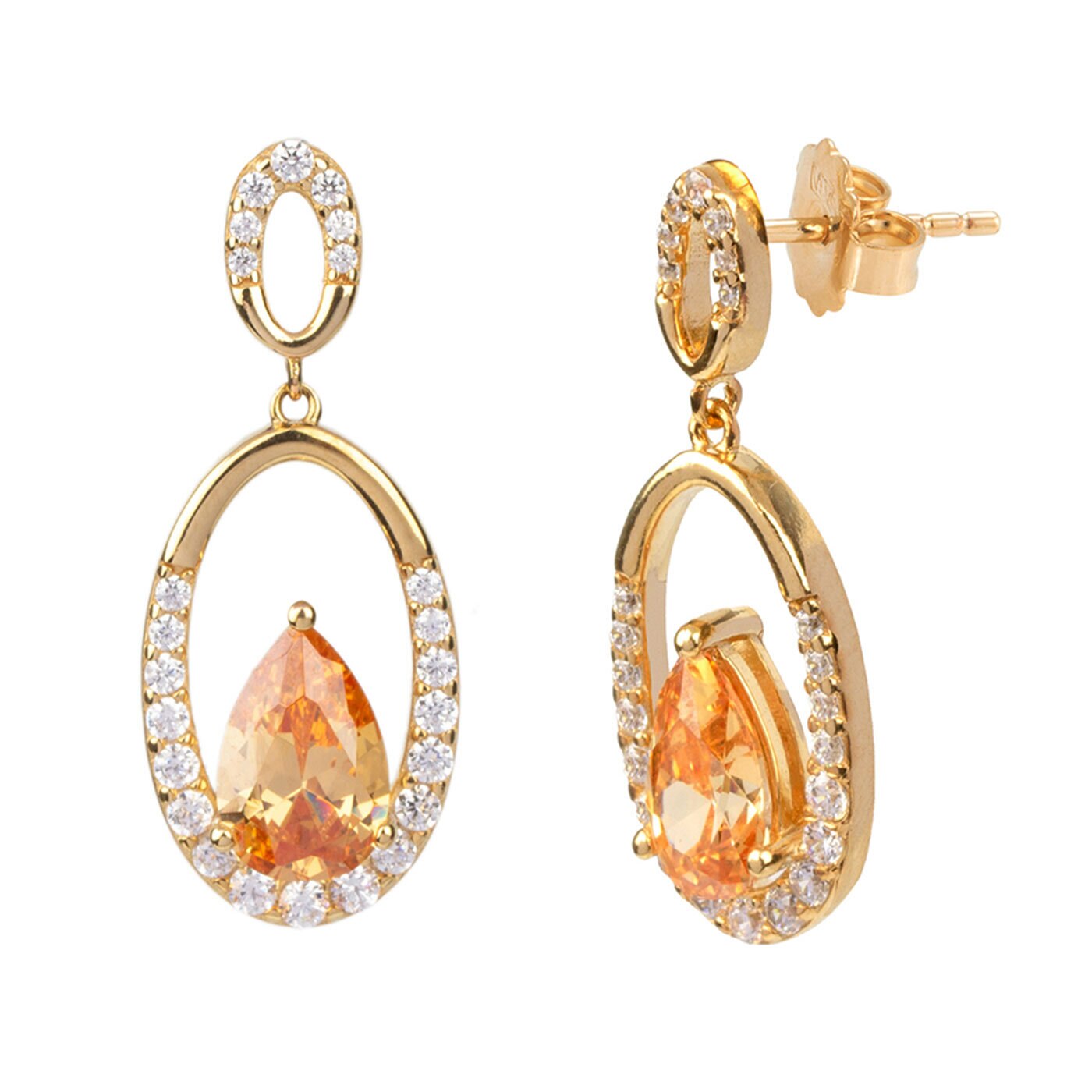 Zircons earrings champagne
