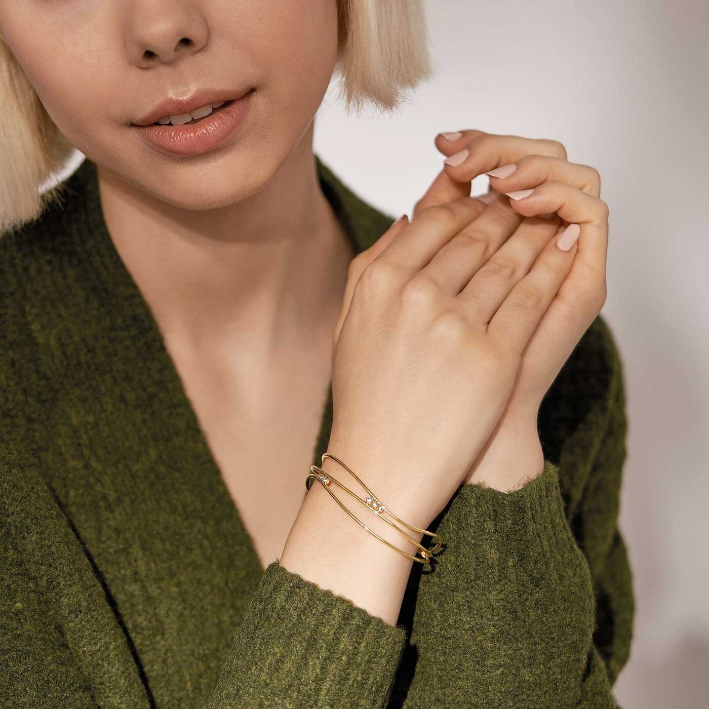 Glitz Wave Gold-Tone Stainless Steel Cuff Bracelet