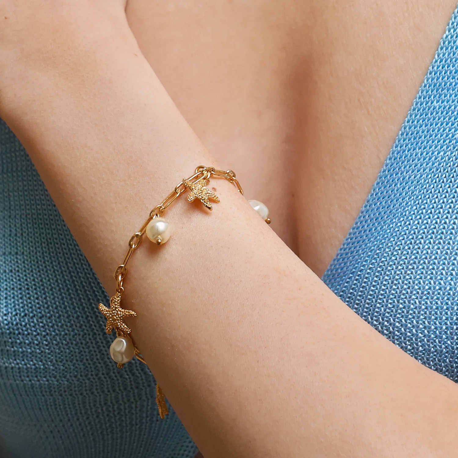 Sea Star Chain Bracelet Gold / Pearl