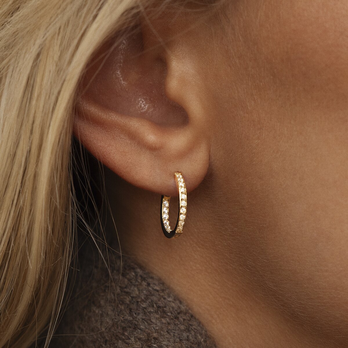 Sparkle Gold Medium Hoops