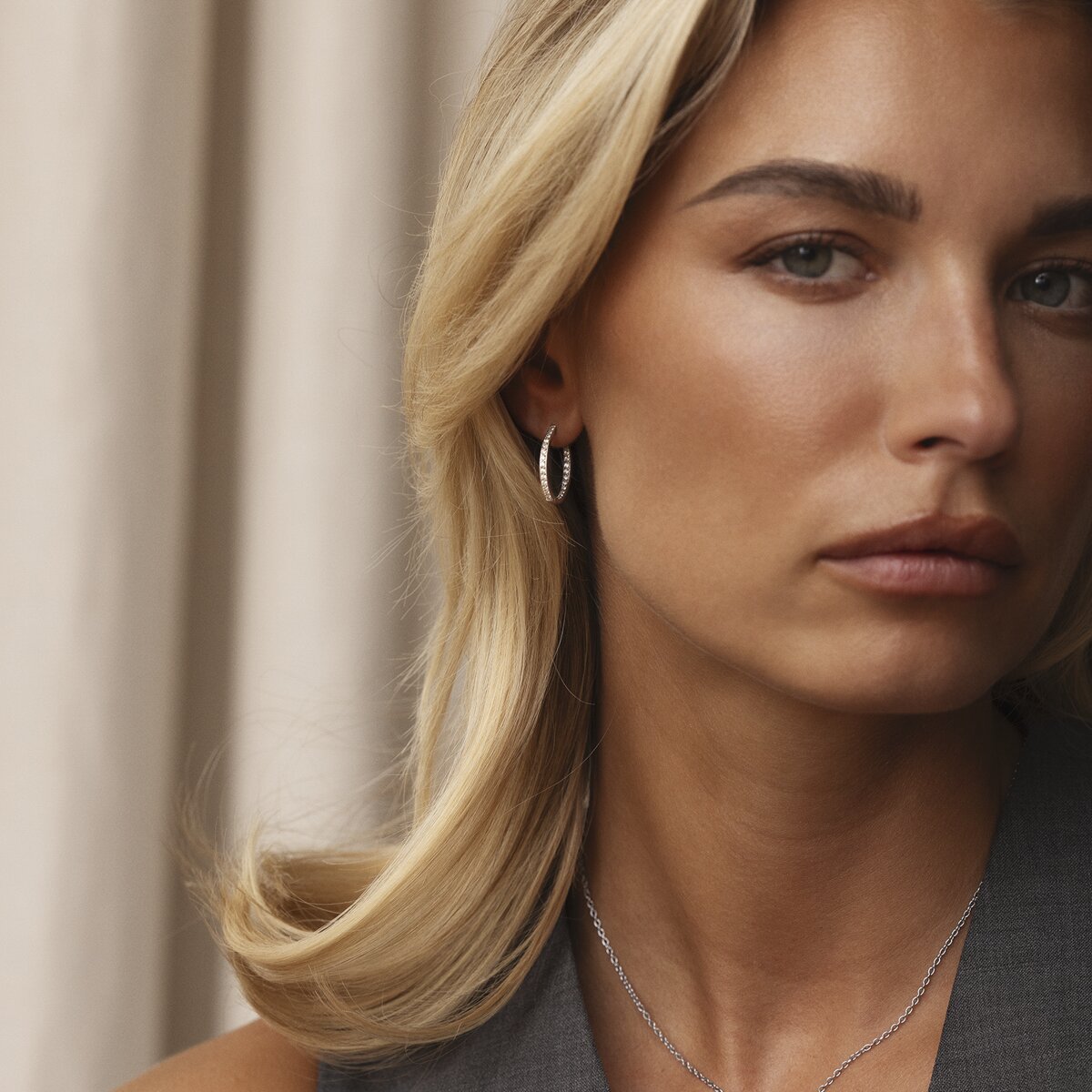 Sparkle Steel Large Hoops