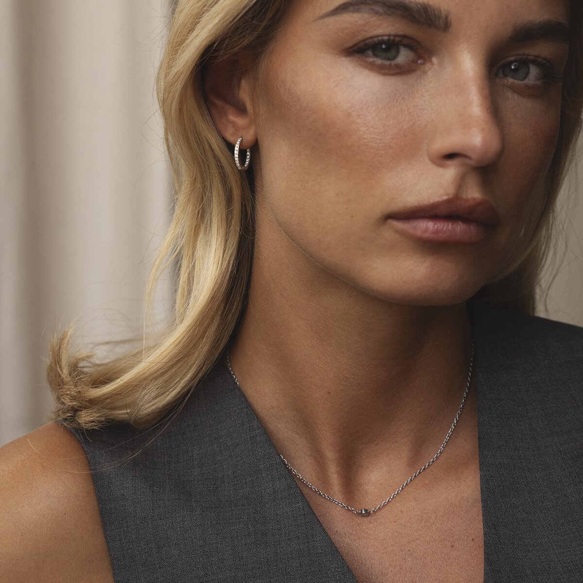 Sparkle Steel Medium Hoops