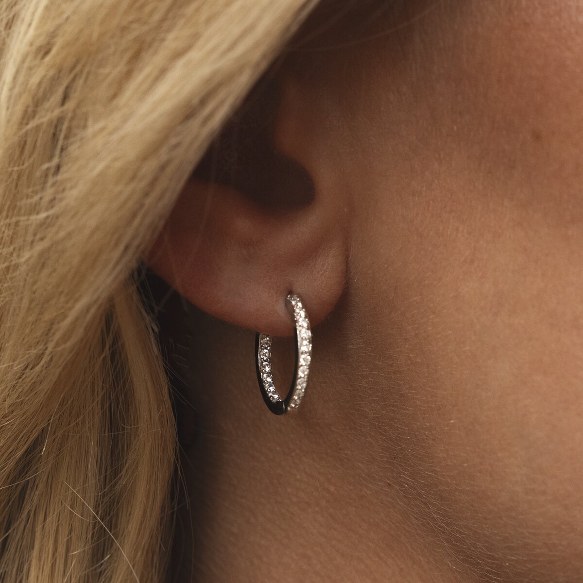 Sparkle Steel Medium Hoops