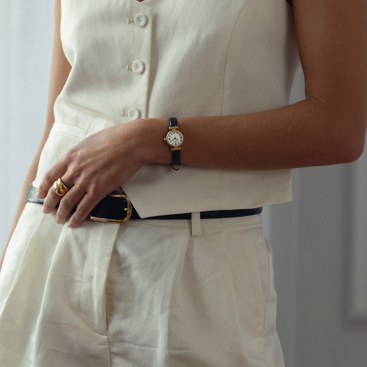 Vintage Leather Gold Watch
