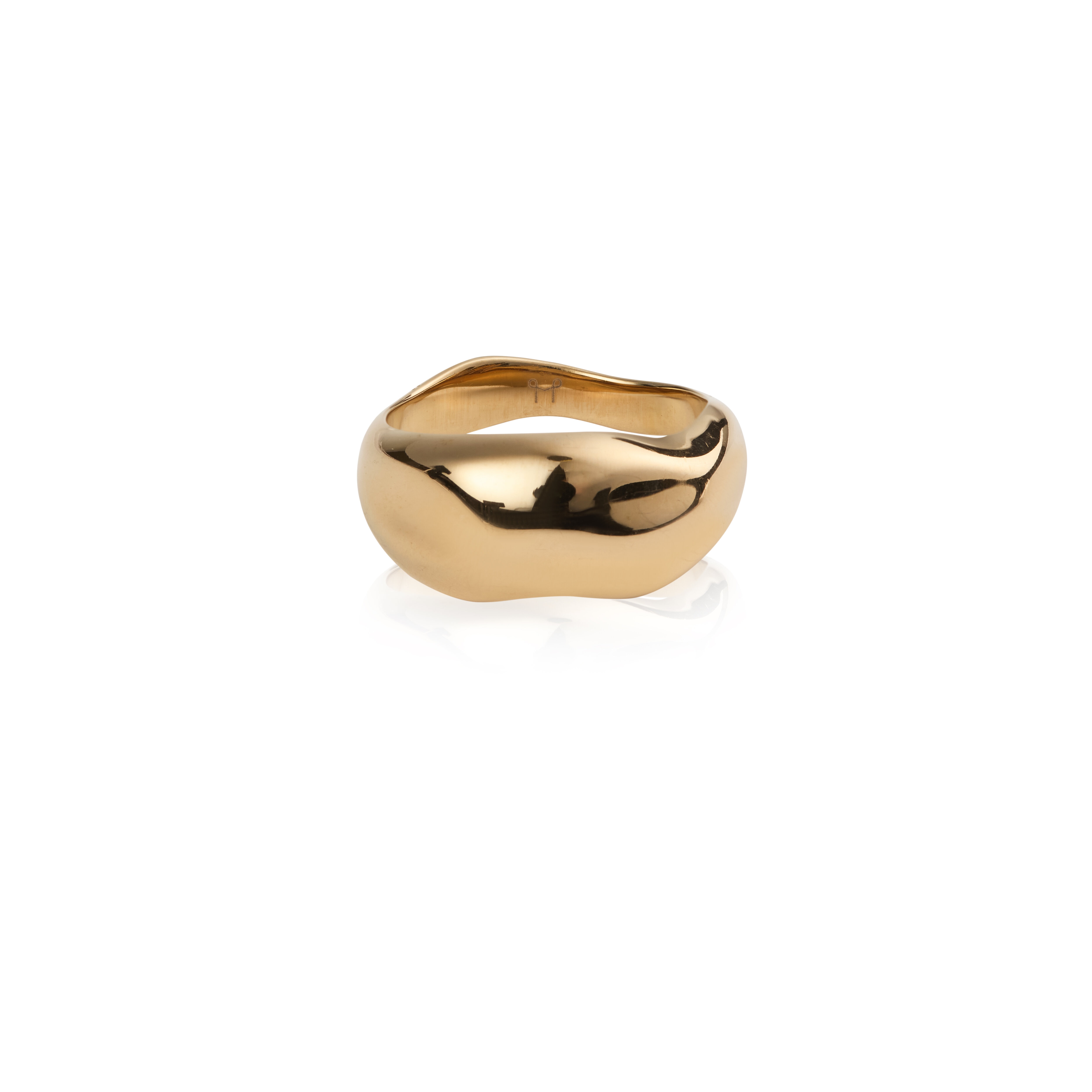 Wavy bolded large gold ring #54