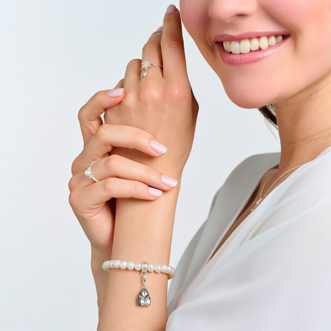 Charm-pärlarmband silver