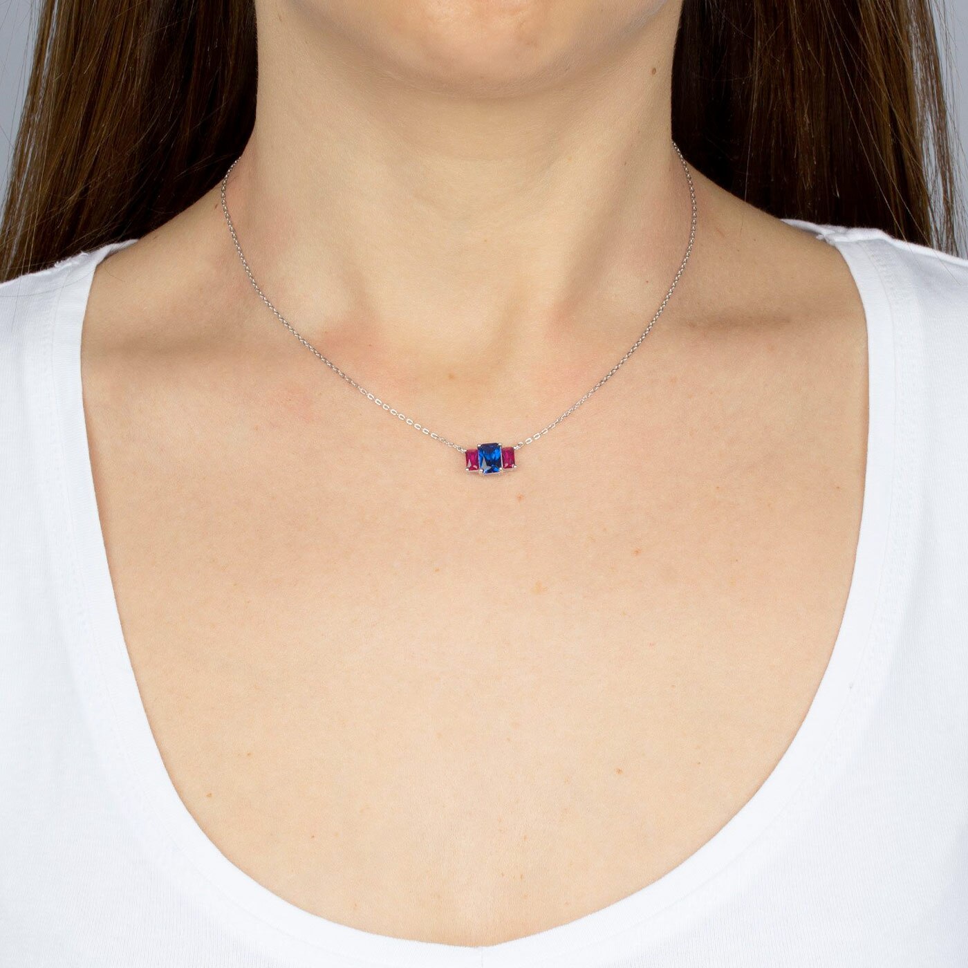 Necklace Ruby/sapphire/Ruby