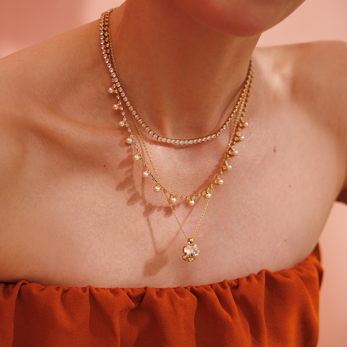 Ana Necklace Gold Golden Combo