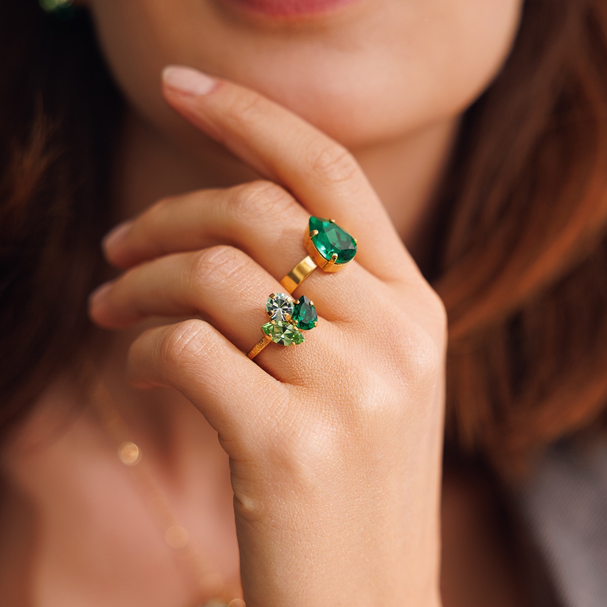 Ana Ring Gold Majestic Green Combo