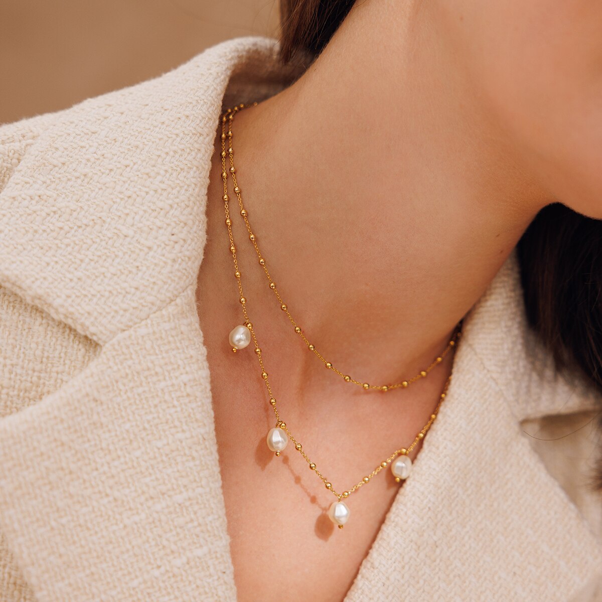 Emmy Gold Pearl Necklace