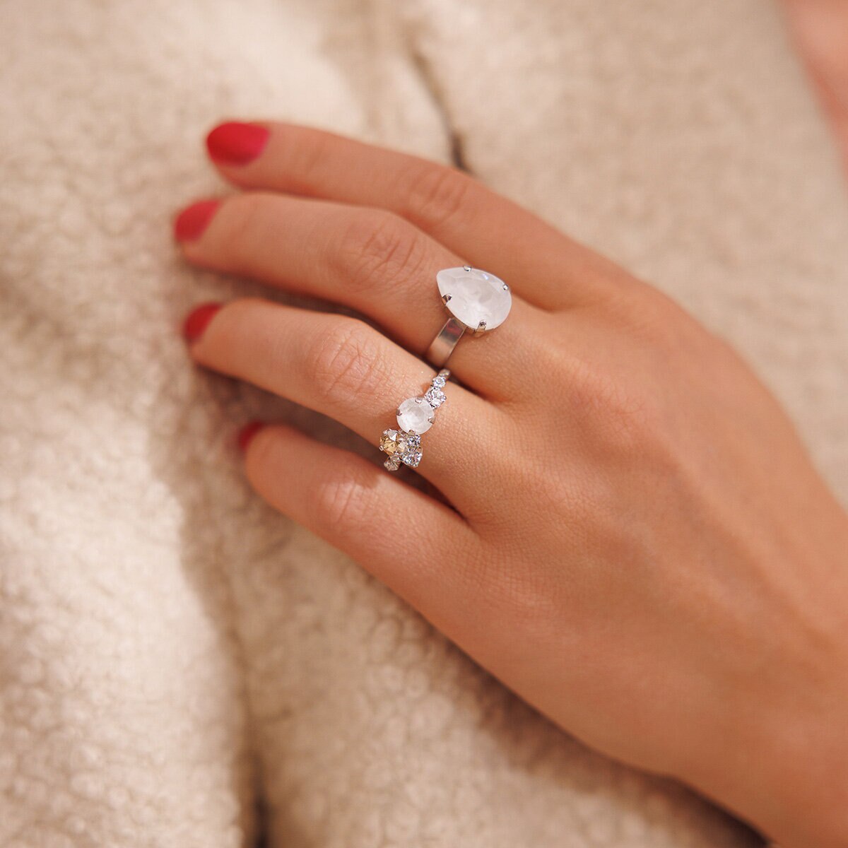 Stardust Ring Rhodium Electric White Combo