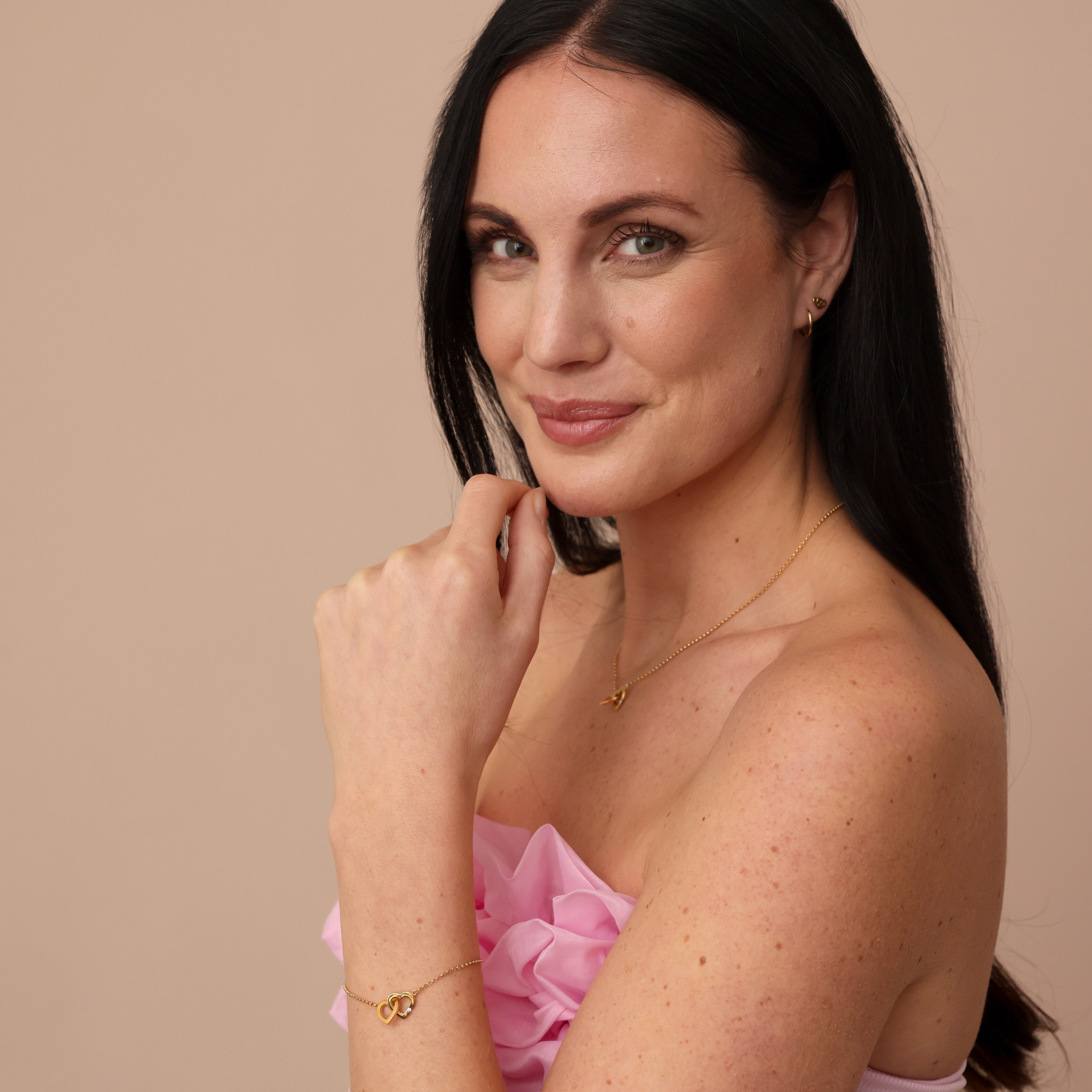 Two Hearts förgyllt halsband