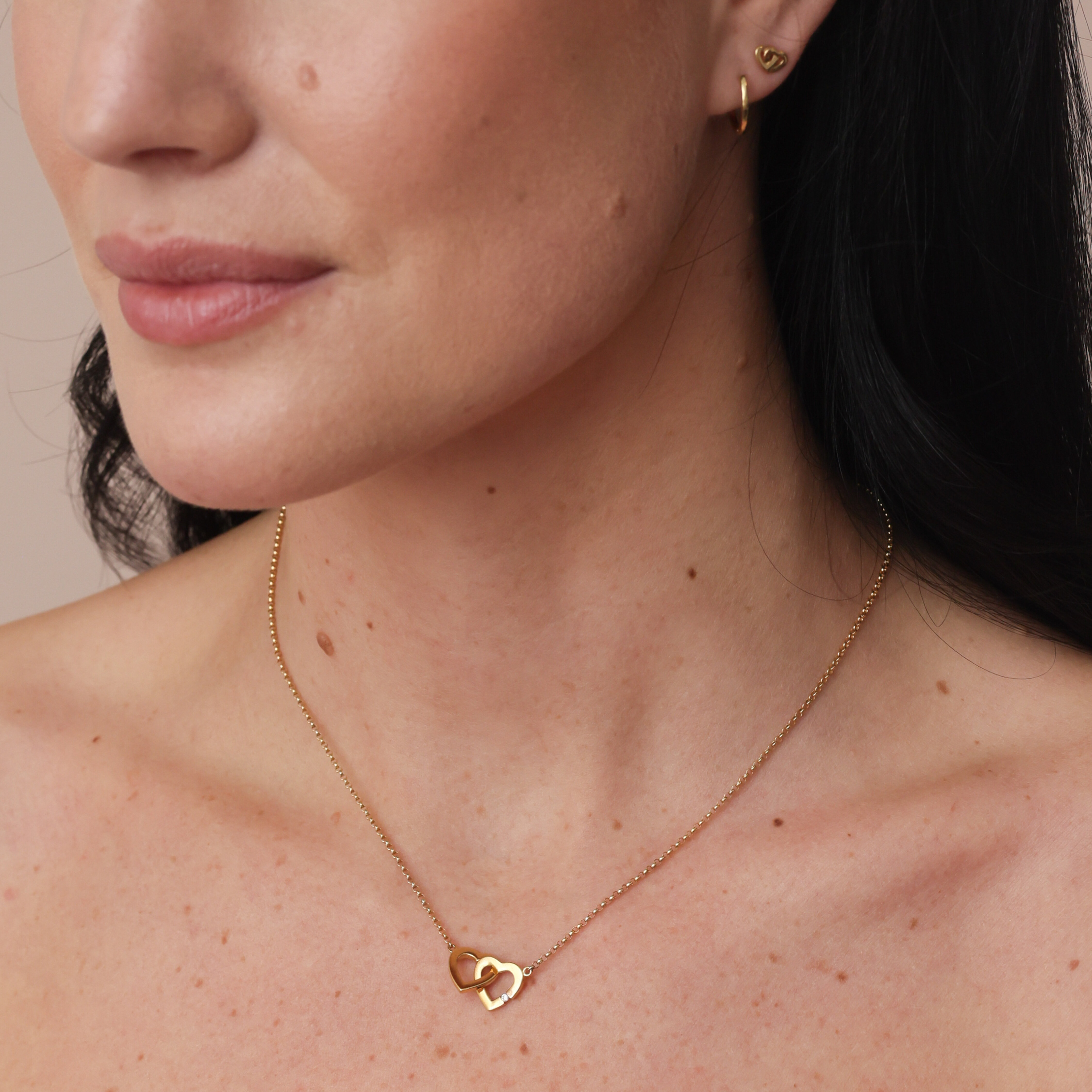 Two Hearts förgyllt halsband