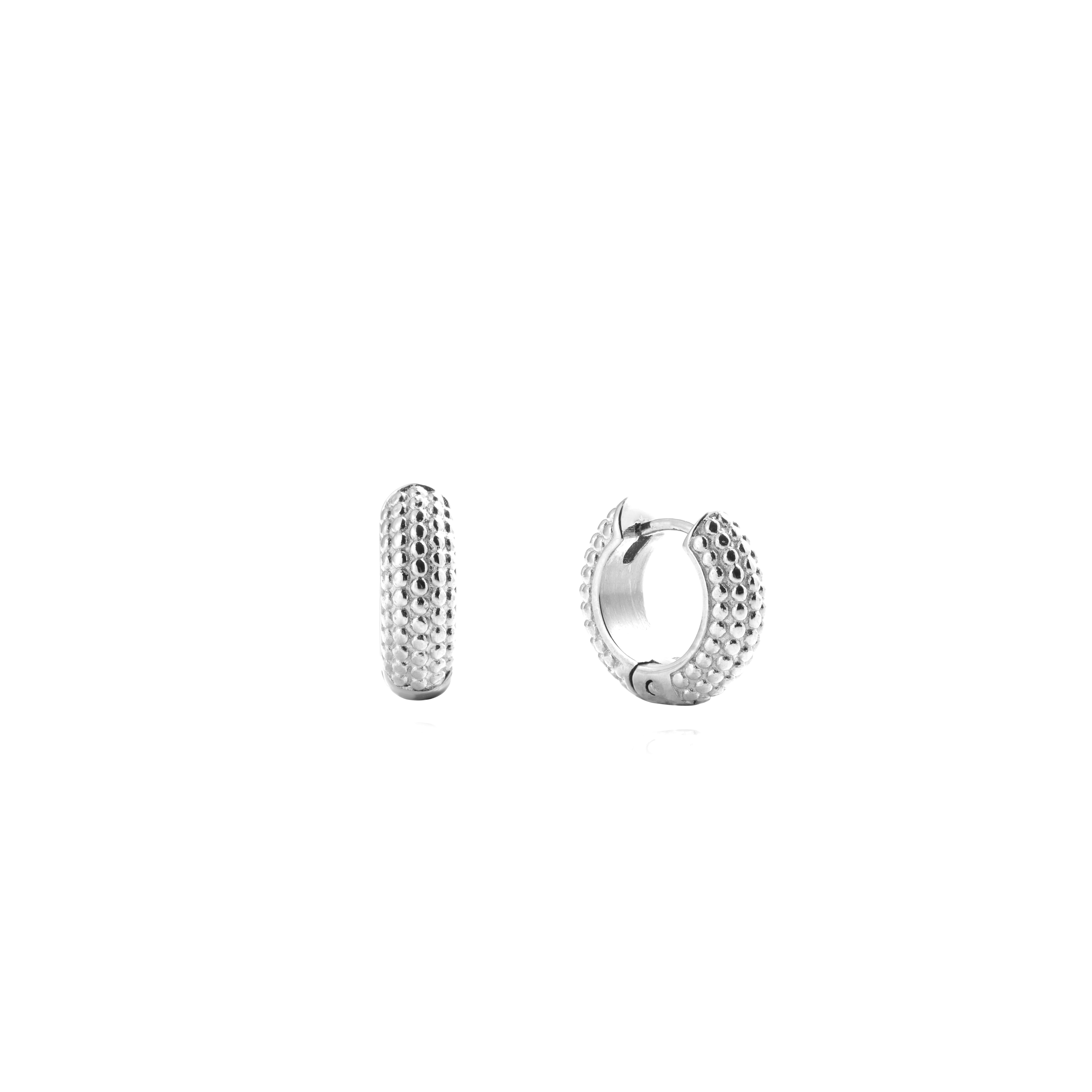 Beaded Hoops Silver Small