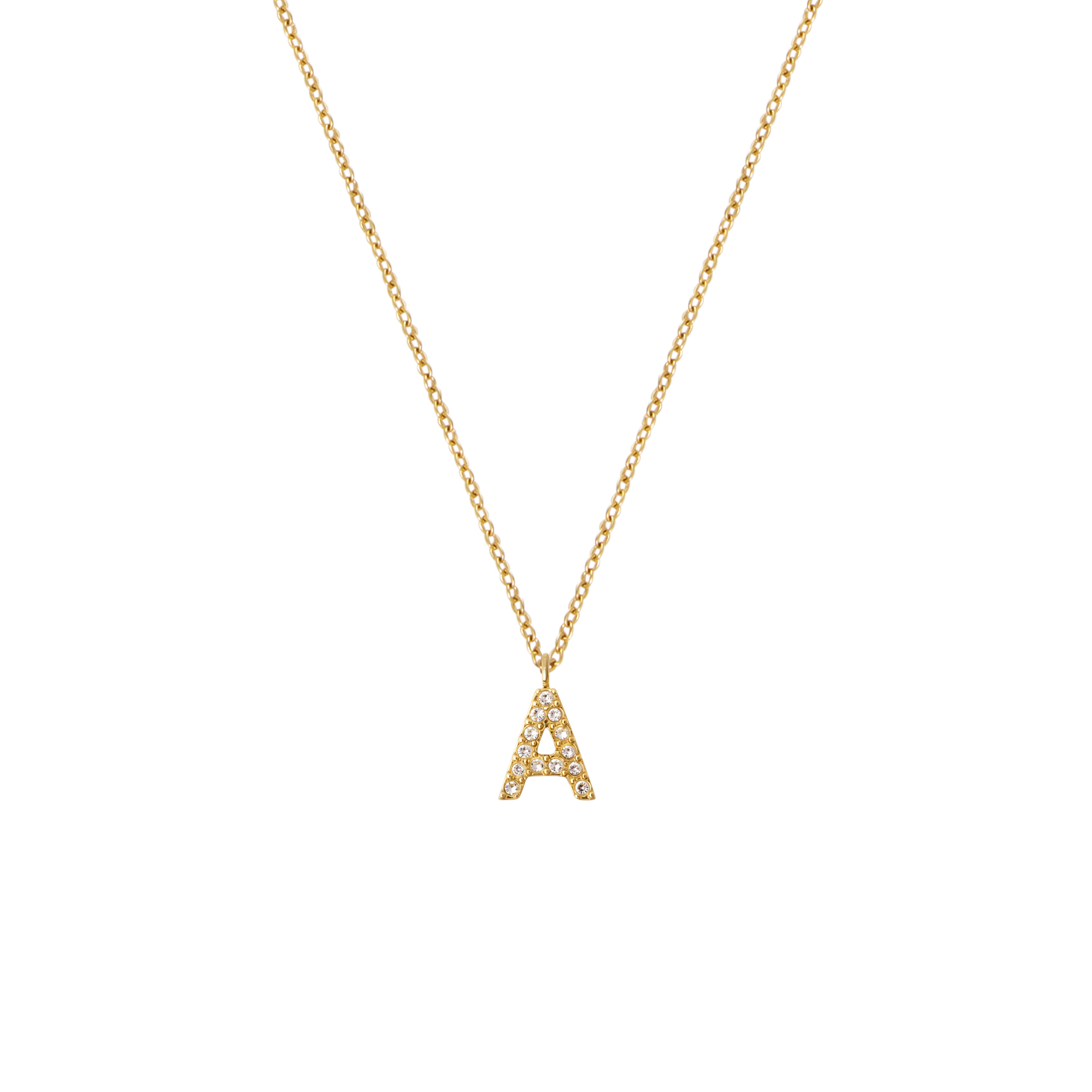 Petite Stone Letter A Gold Necklace