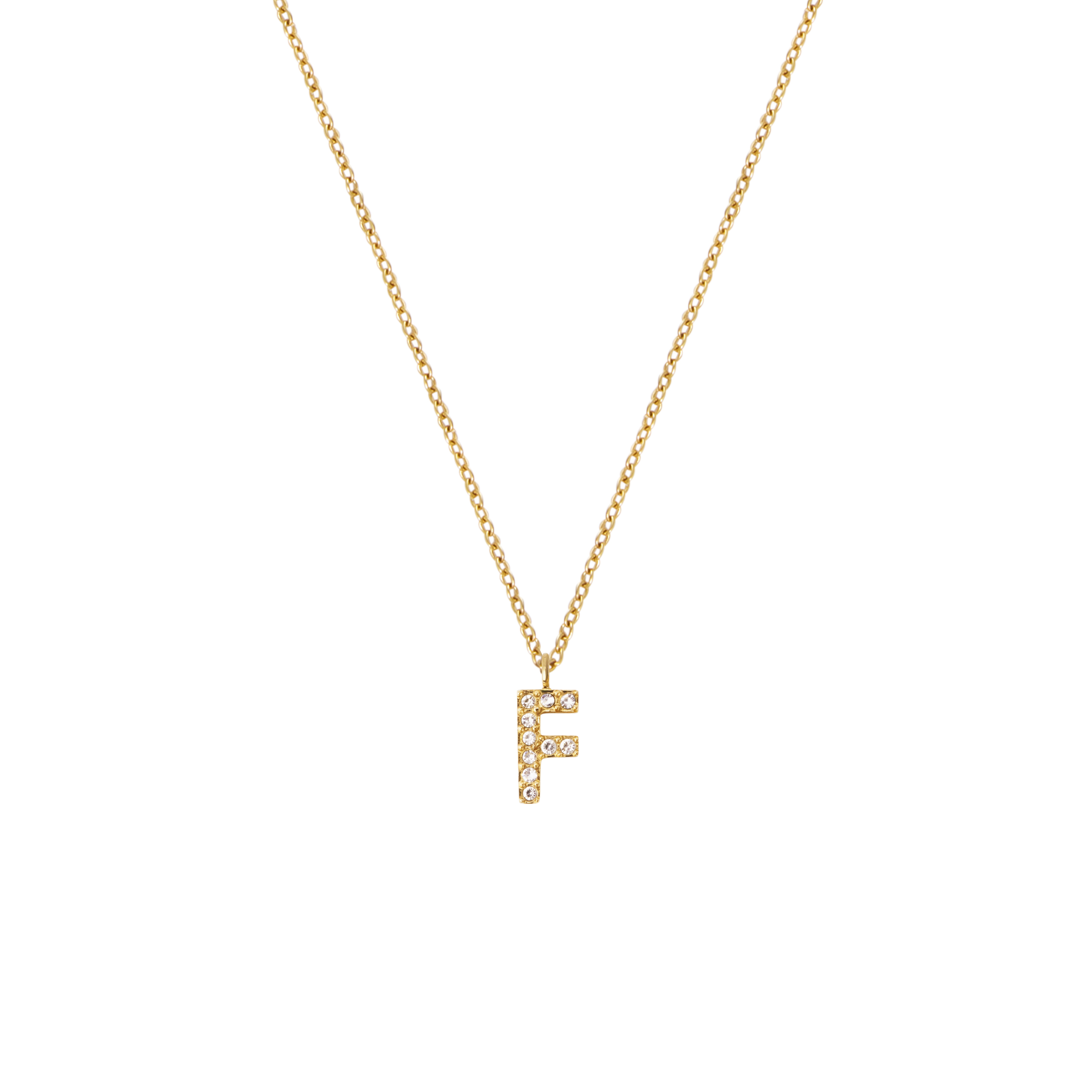 Petite Stone Letter F Gold Necklace