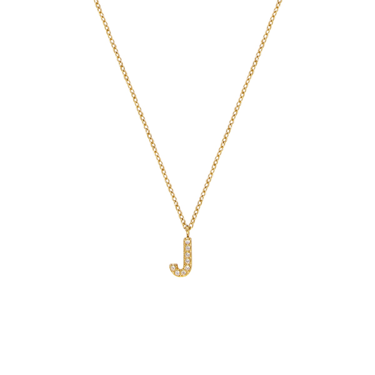 Petite Stone Letter J Gold Necklace