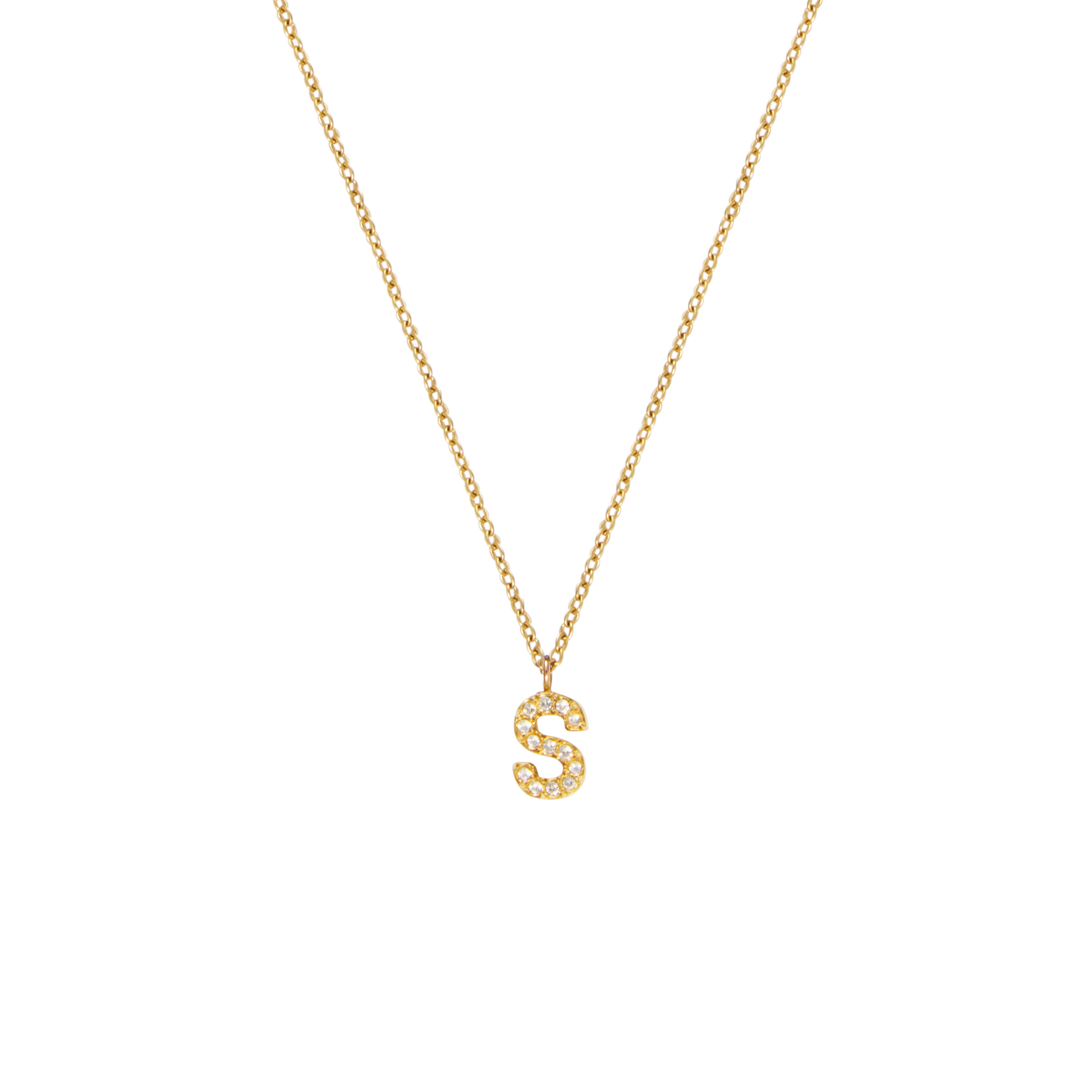 Petite Stone Letter S Gold Necklace
