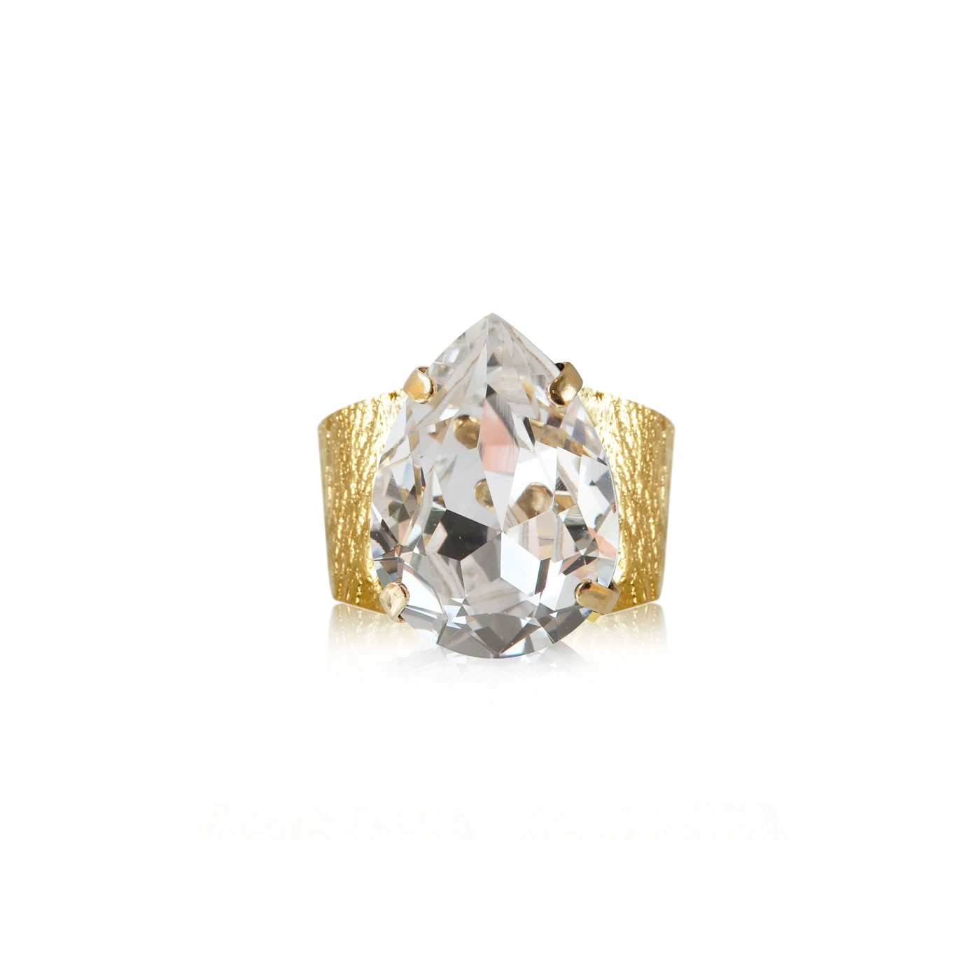 Classic Drop Ring Gold Crystal