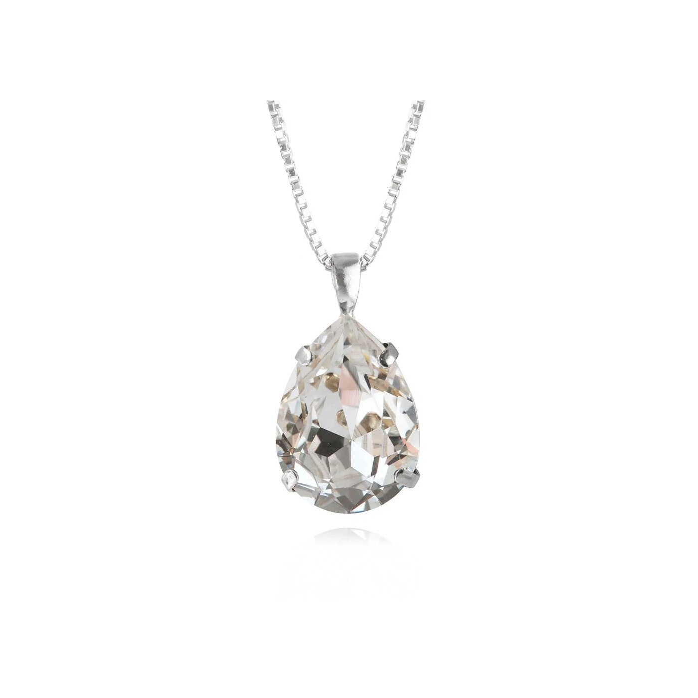 Classic Drop Necklace Rhodium Crystal