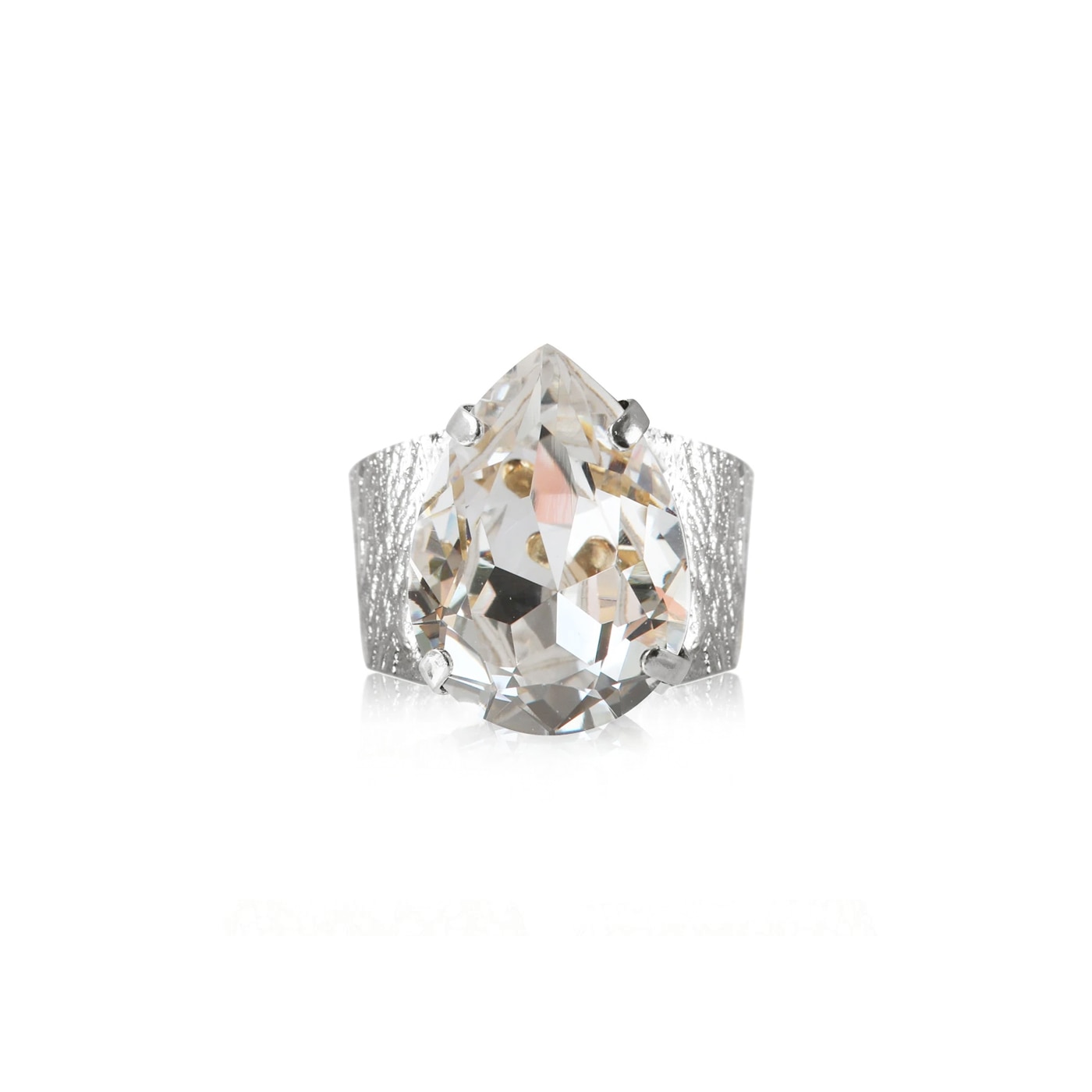 Classic Drop Ring Rhodium Crystal