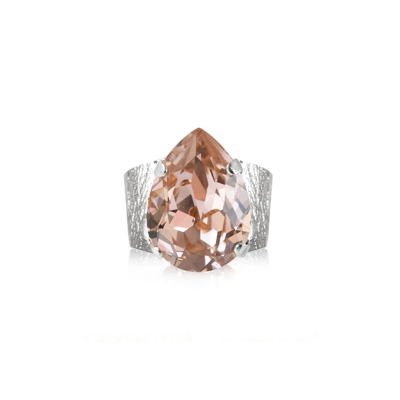 Classic Drop Ring Rhodium Vintage Rose